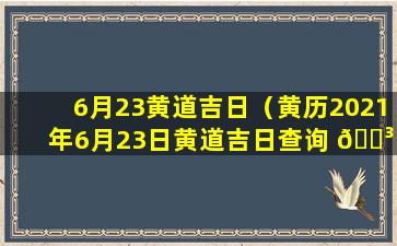 6月23黄道吉日（黄历2021年6月23日黄道吉日查询 🐳 ）